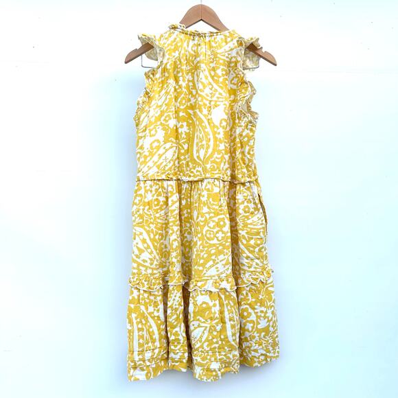 ME+EM Yellow Paisley Print Cheesecloth Frill Swing Dress Size 10 Ruffle Sundress - Picture 5 of 12